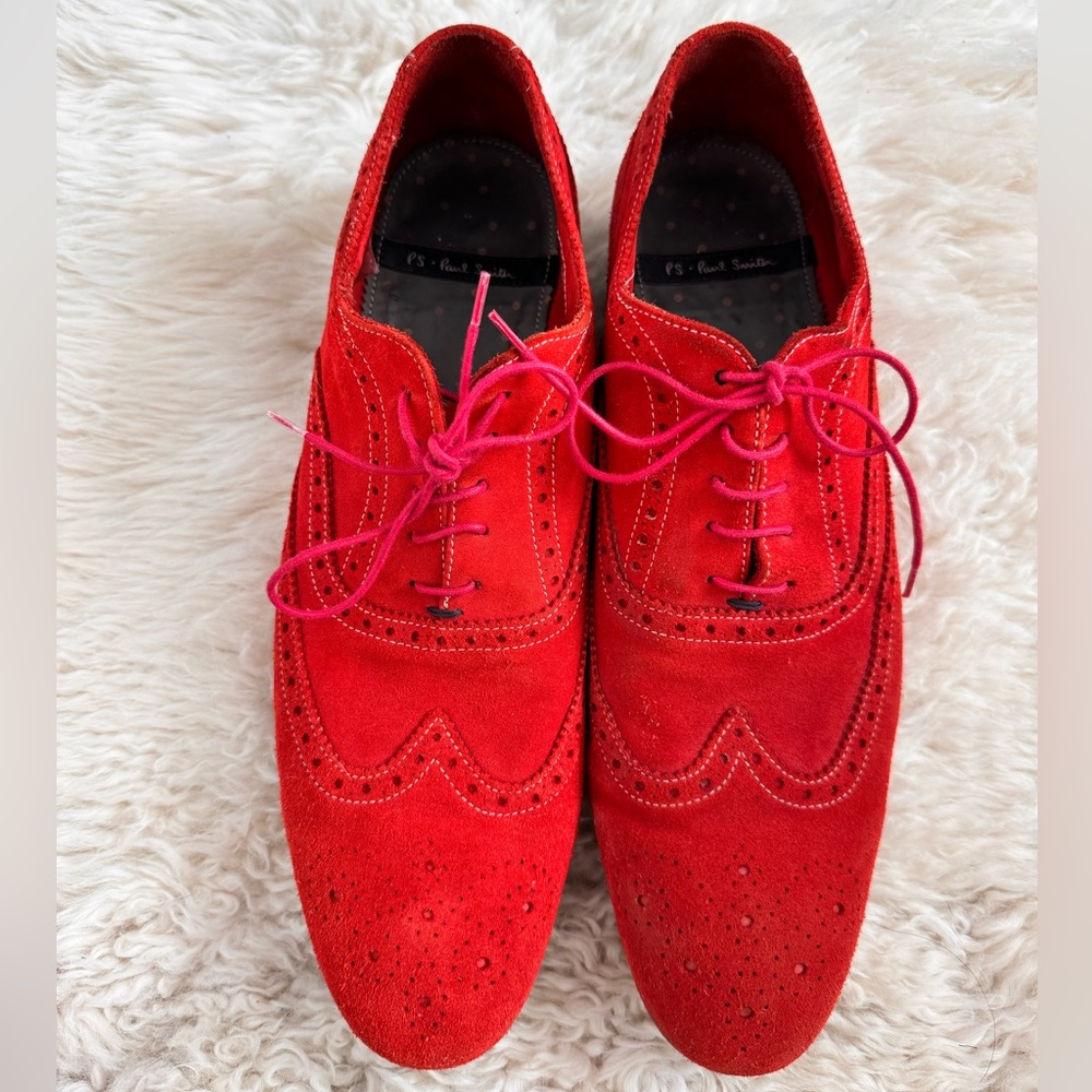 Paul Smith Red Suede Wingtip Shoes